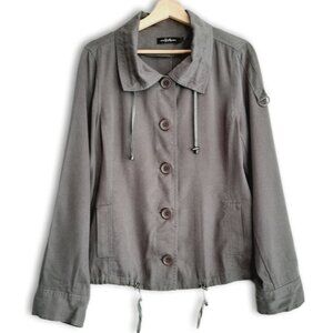 ERIC ALEXANDRE Lyocel Tencel Button Down Front Jacket Gray Sz 12 Flawed